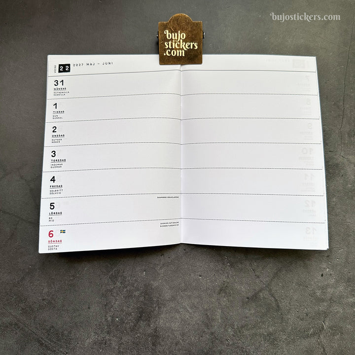 Traveler's Notebook daterad svensk horisontell veckokalender • B6 size • Swedish weekly calendar 🇸🇪  A02-SE