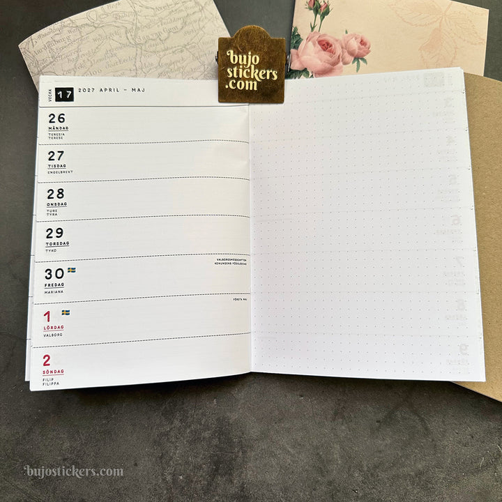 Traveler's Notebook daterad svensk horisontell veckokalender • B6 size • Swedish weekly calendar 🇸🇪  A02-SE