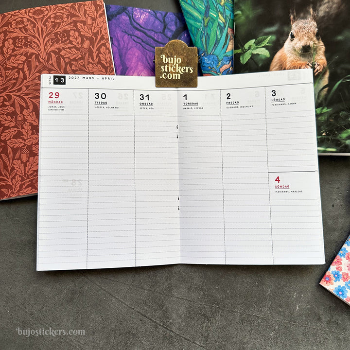 Traveler's Notebook daterad svensk stående veckokalender • B6 size • Swedish weekly calendar 🇸🇪  A03-SE