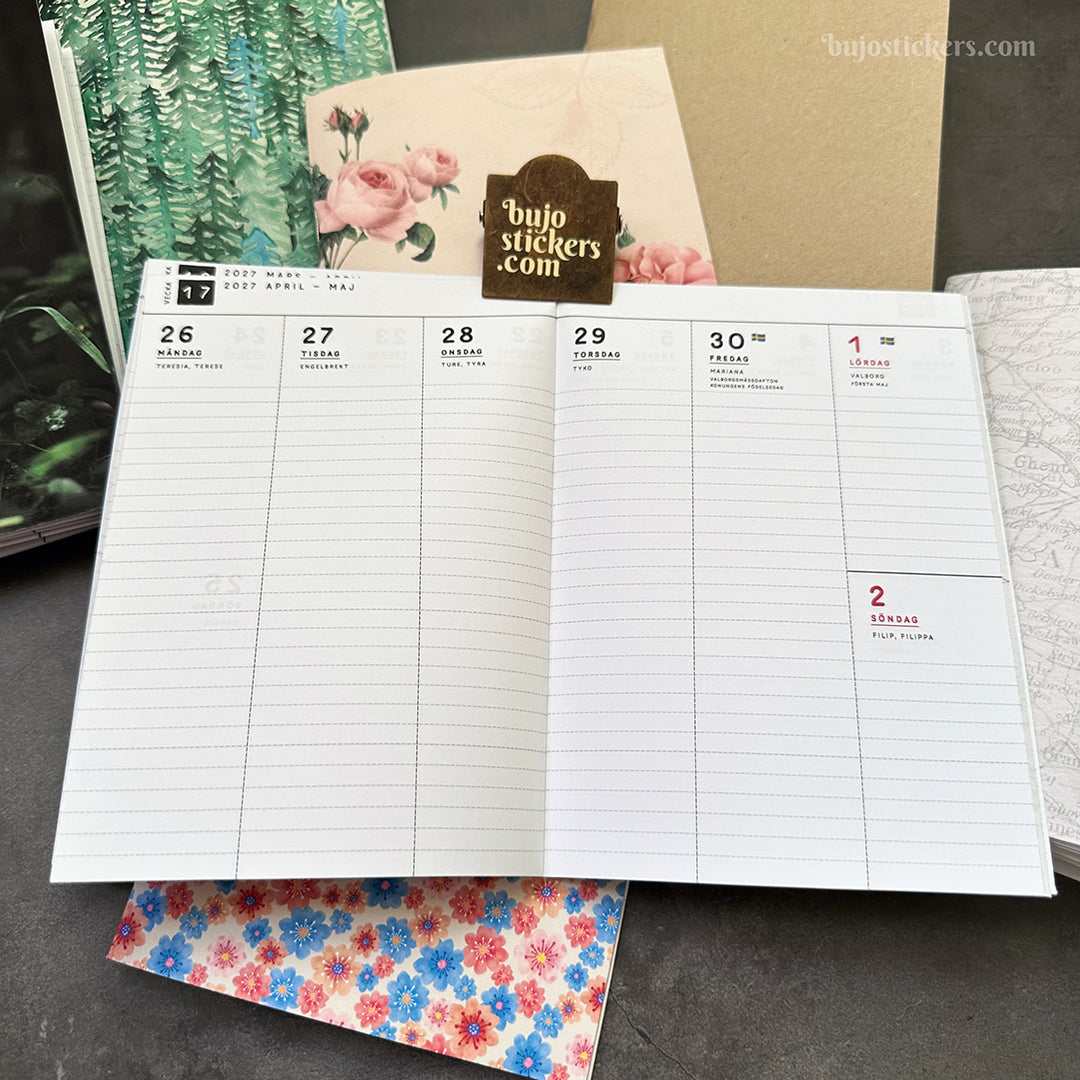 Traveler's Notebook daterad svensk stående veckokalender • B6 size • Swedish weekly calendar 🇸🇪  A03-SE