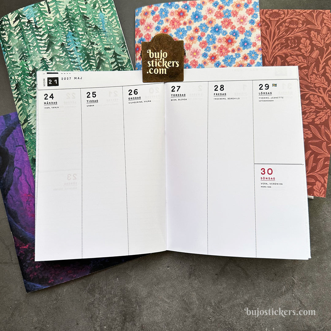Traveler's Notebook daterad svensk stående veckokalender • B6 size • Swedish weekly calendar 🇸🇪  A03-SE