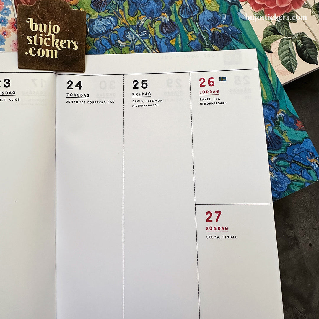 Traveler's Notebook daterad svensk stående veckokalender • B6 size • Swedish weekly calendar 🇸🇪  A03-SE