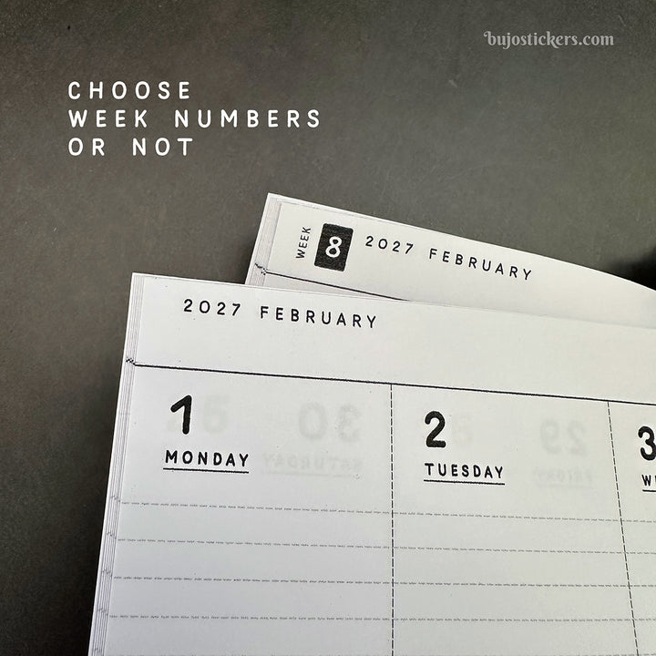 Dated Traveler's notebook in 8 languages • B6 size • Weekly vertical calendar • Custom options • A03