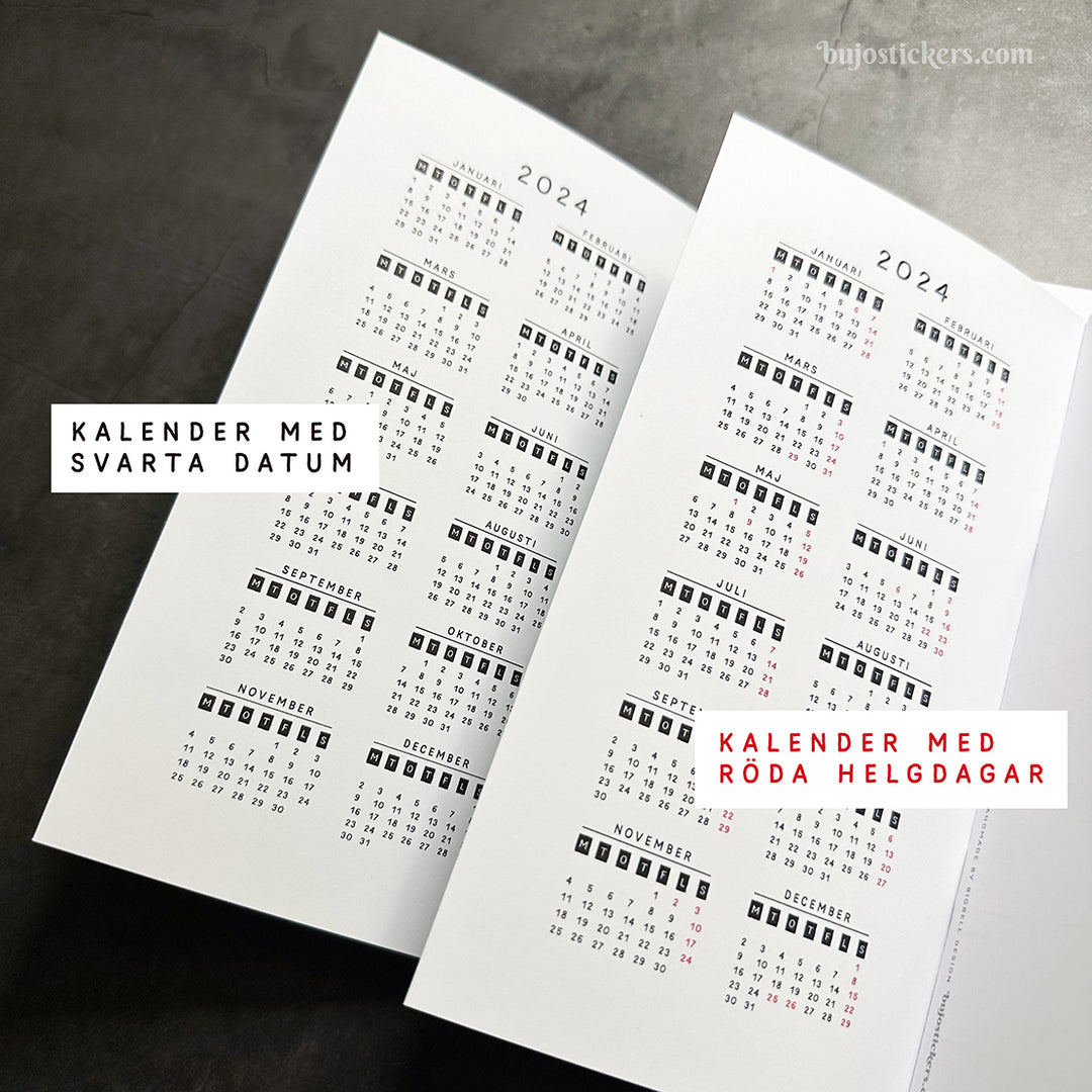Traveler's Notebook 2024 daterad svensk veckokalender – Regular size – Swedish weekly calendar 🇸🇪