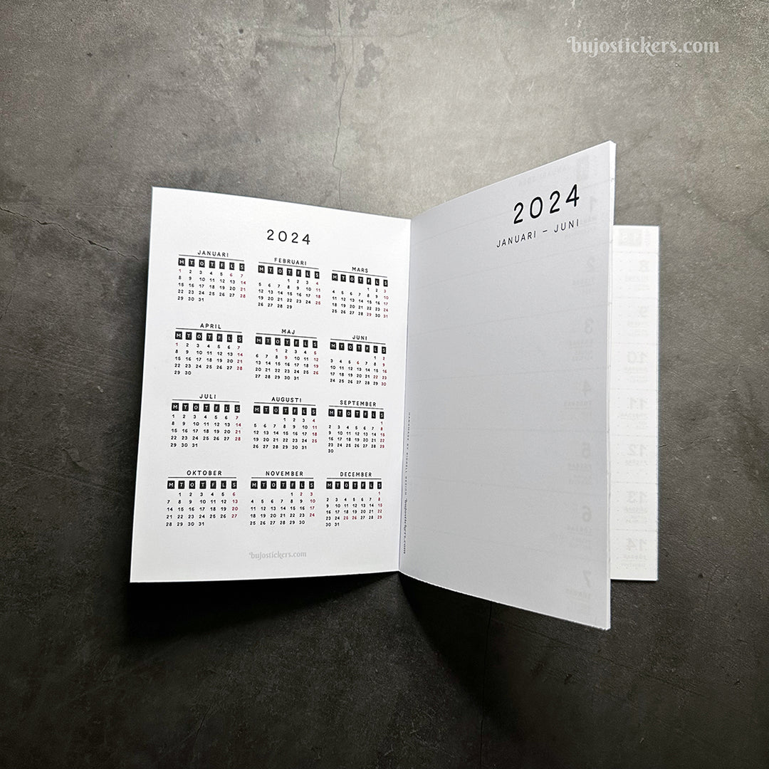 Traveler's Notebook 2024 daterad svensk veckokalender – B6 size – Swedish weekly calendar 🇸🇪