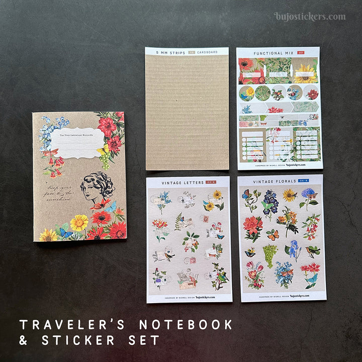 Traveler's Notebook – B6 size – Flora Vintage – All pages unique!