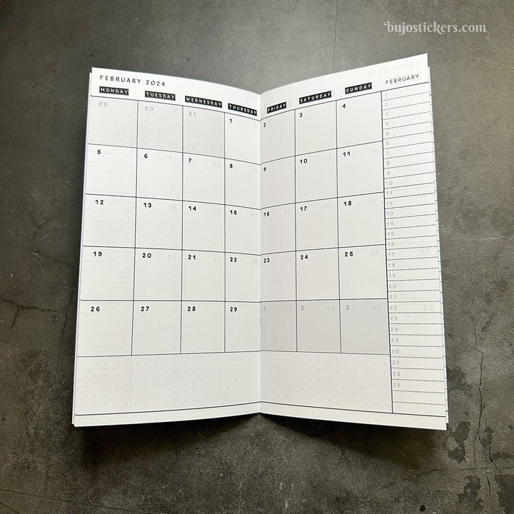 Traveler's Notebook • 2024 Dated Monthly Calendar • Regular size