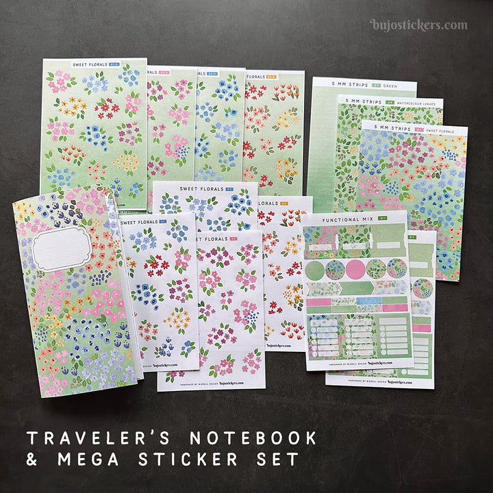 Traveler's Notebook – Regular size – Sweet florals – All pages unique!