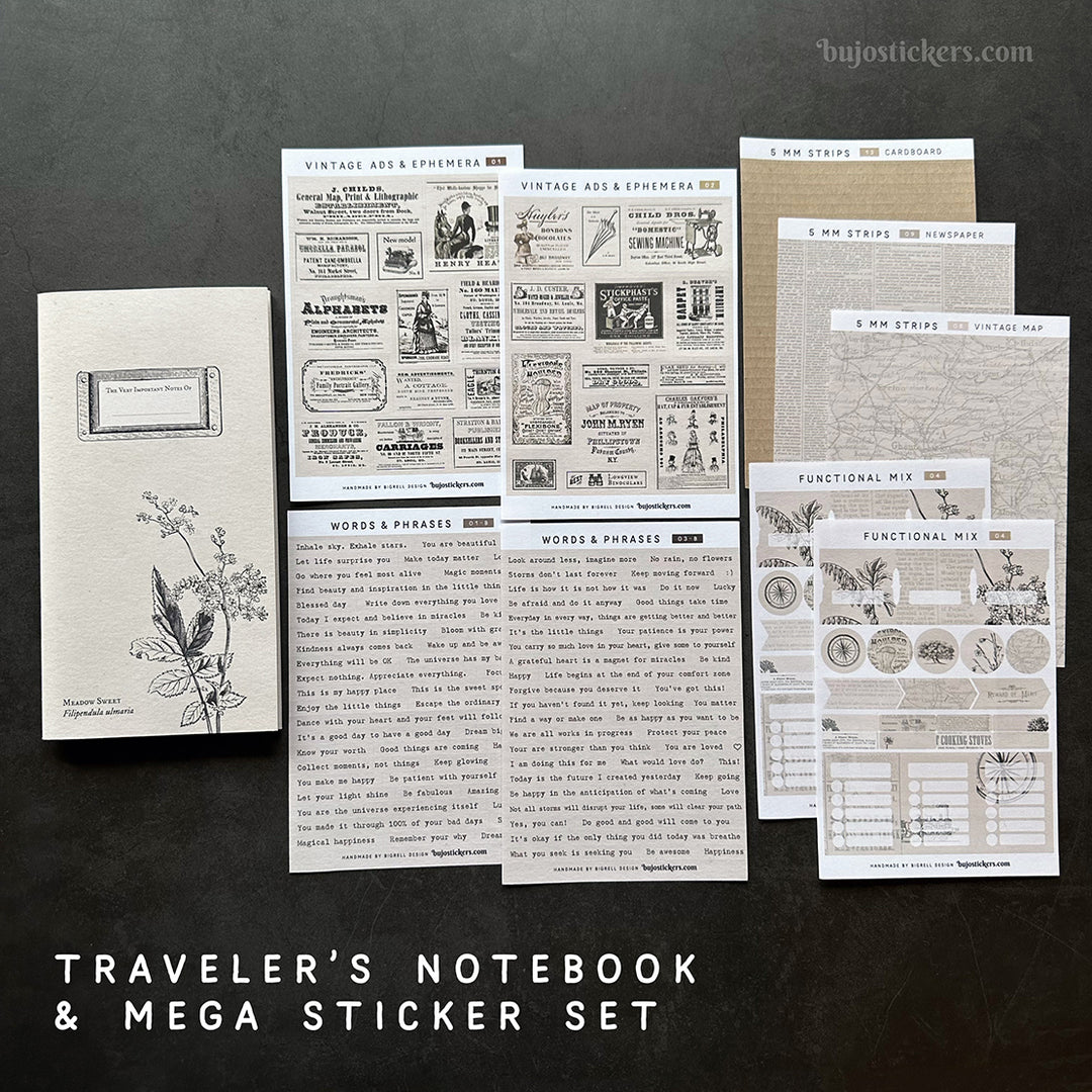 Traveler's Notebook – Regular size – Vintage ads & ephemera – All pages unique!