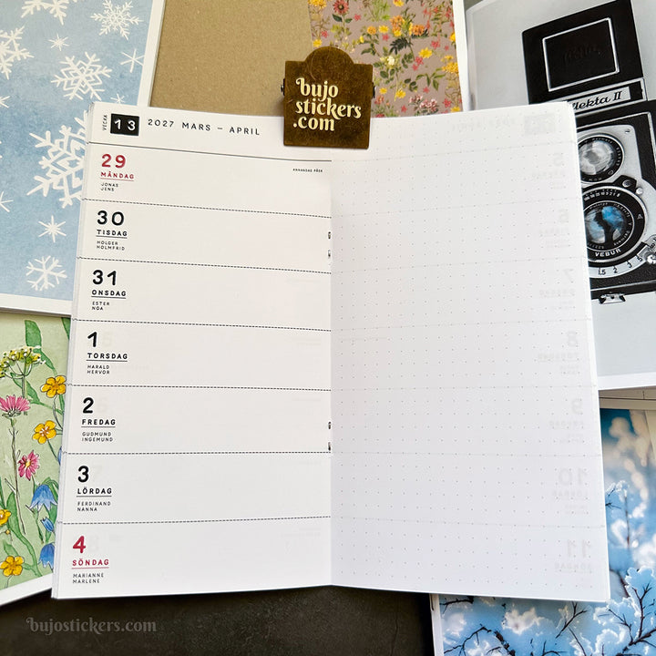 Traveler's Notebook daterad svensk horisontell veckokalender • Regular size • Swedish weekly calendar 🇸🇪  A02-SE