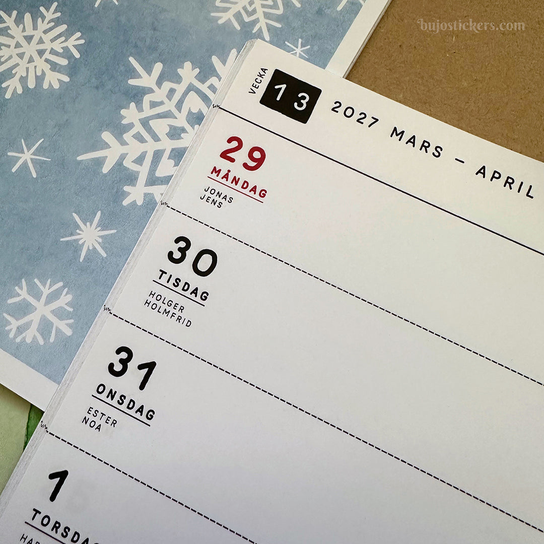 Traveler's Notebook daterad svensk horisontell veckokalender • Regular size • Swedish weekly calendar 🇸🇪  A02-SE