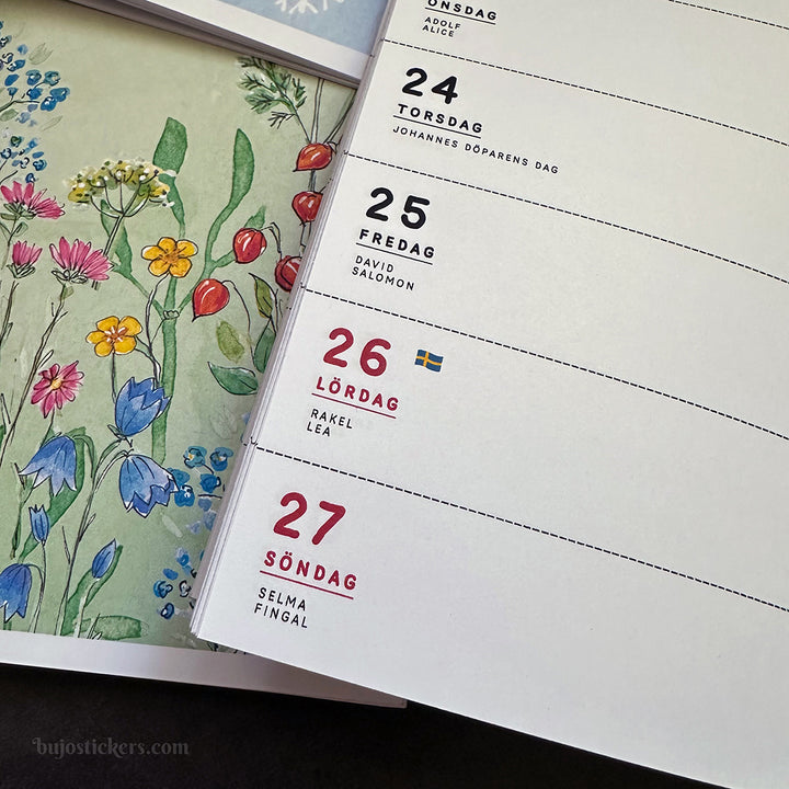 Traveler's Notebook daterad svensk horisontell veckokalender • Regular size • Swedish weekly calendar 🇸🇪  A02-SE