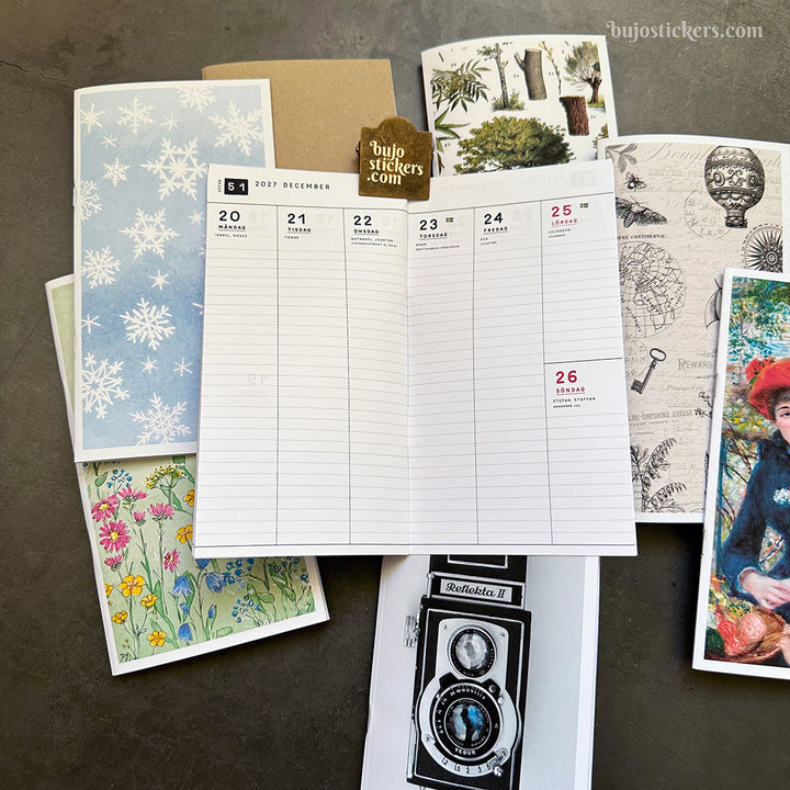 Traveler's Notebook daterad svensk stående veckokalender • Regular size • Swedish weekly calendar 🇸🇪  A03-SE