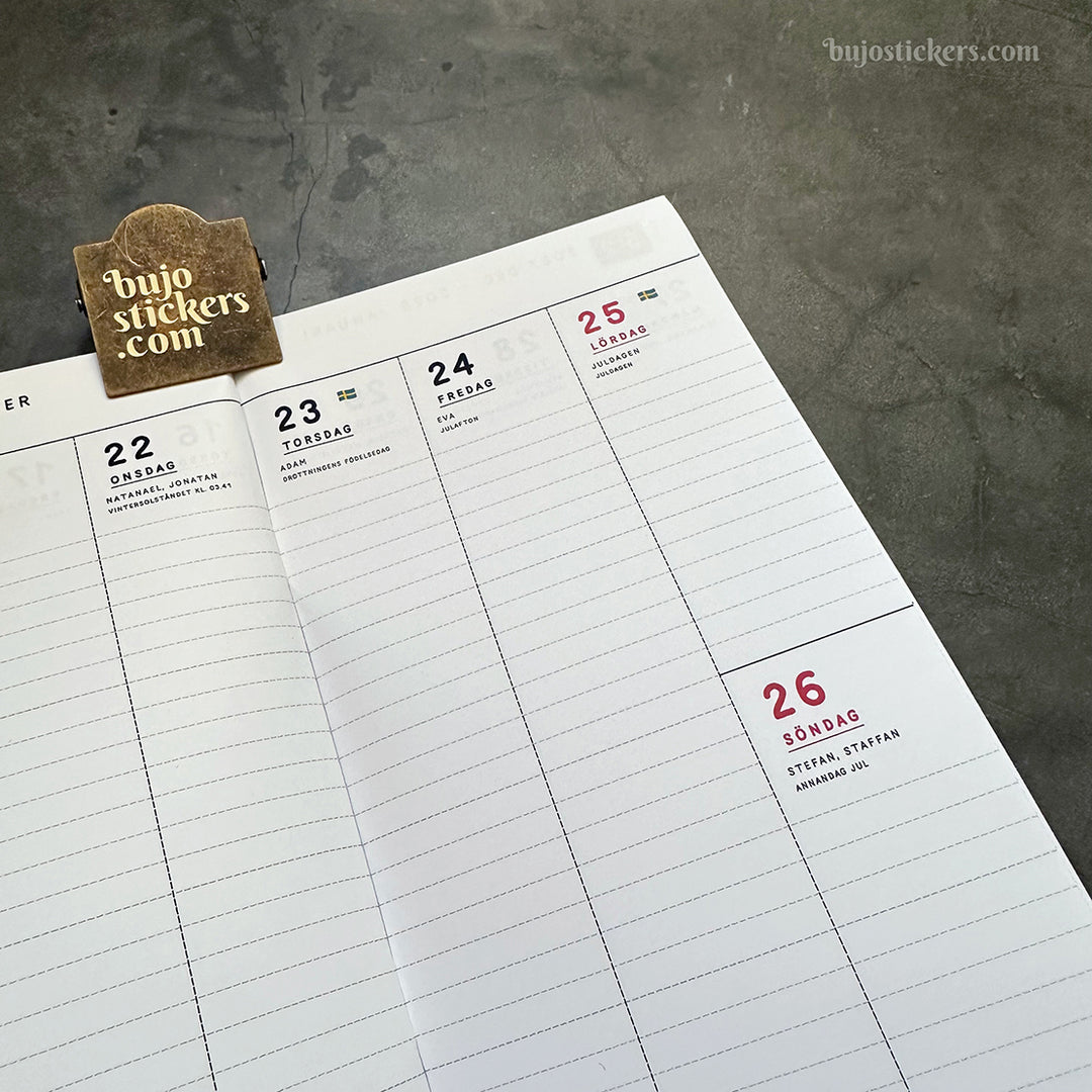Traveler's Notebook daterad svensk stående veckokalender • Regular size • Swedish weekly calendar 🇸🇪  A03-SE