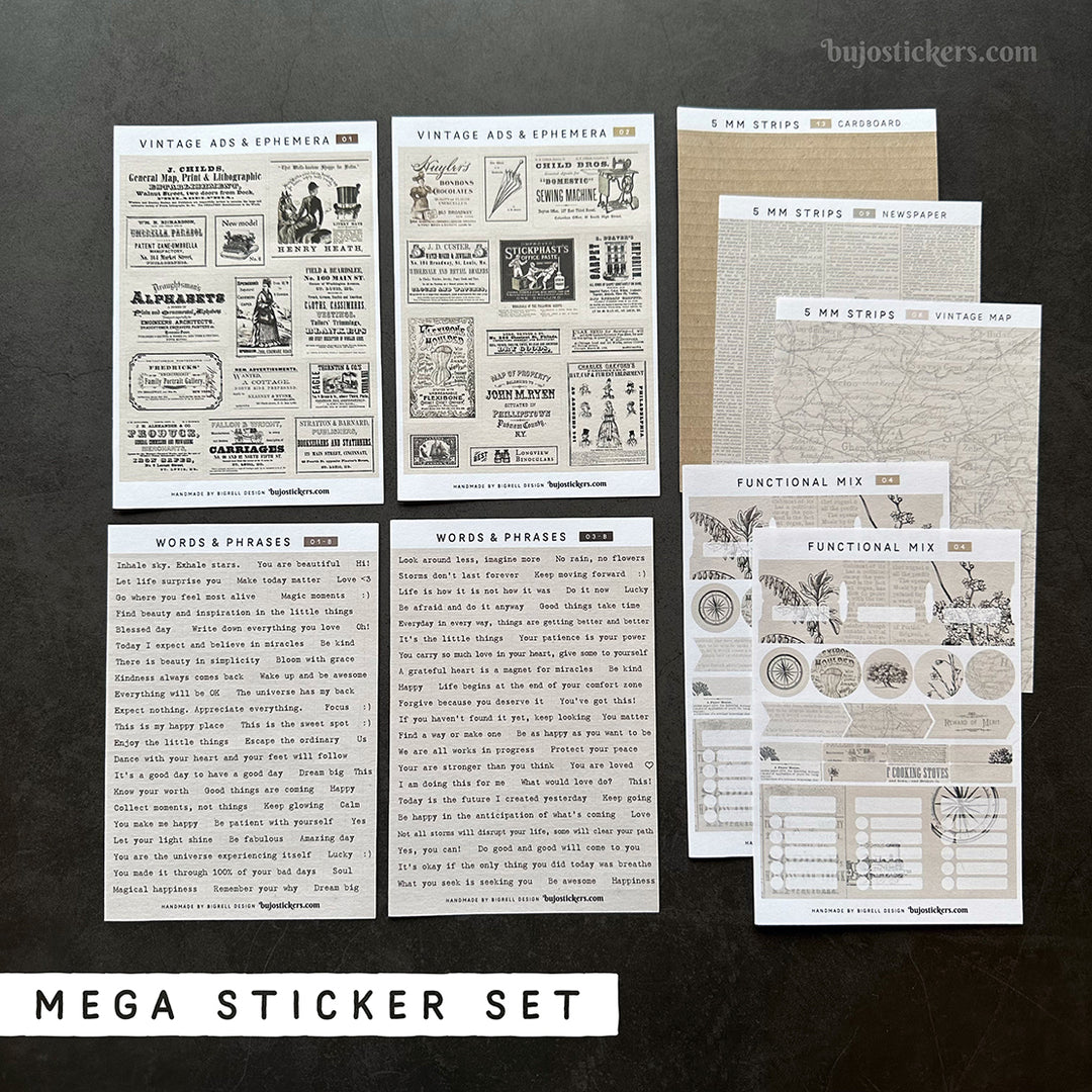 Decorative and functional MEGA sticker SET • Vintage ads & ephemera