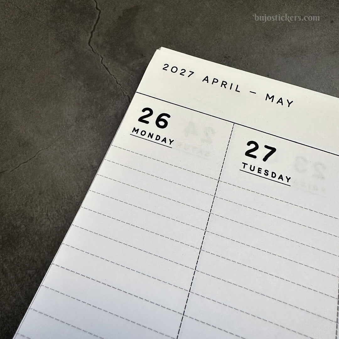 Dated Traveler's notebook in 8 languages • Regular size • Weekly vertical calendar • Custom options • A03