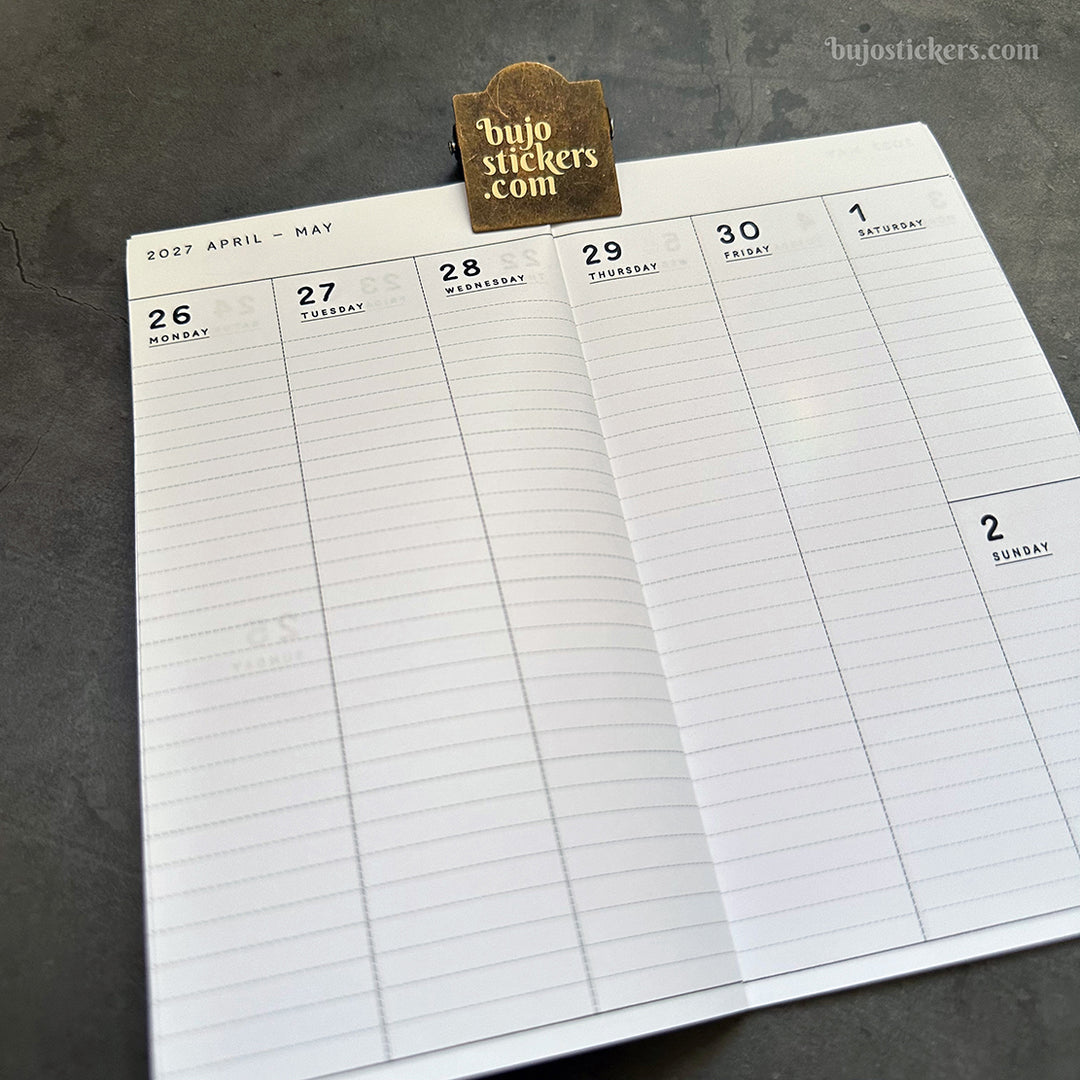 Dated Traveler's notebook in 8 languages • Regular size • Weekly vertical calendar • Custom options • A03