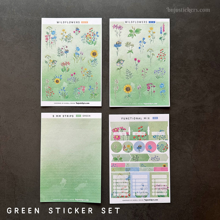 Decorative and functional sticker SET • Wildflower Green