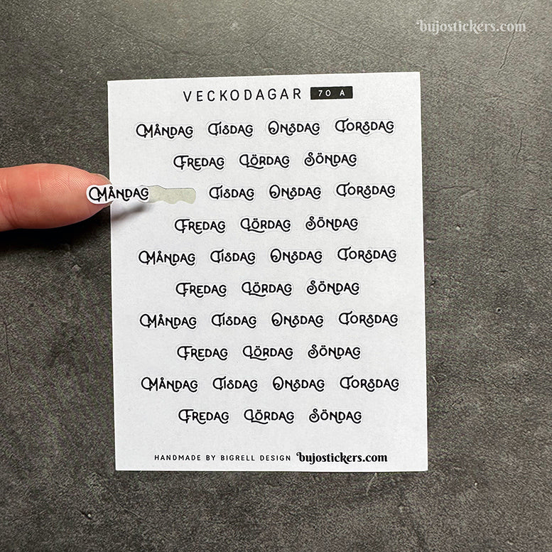 Veckodagar 70 • 14 colour options • Weekdays in Swedish