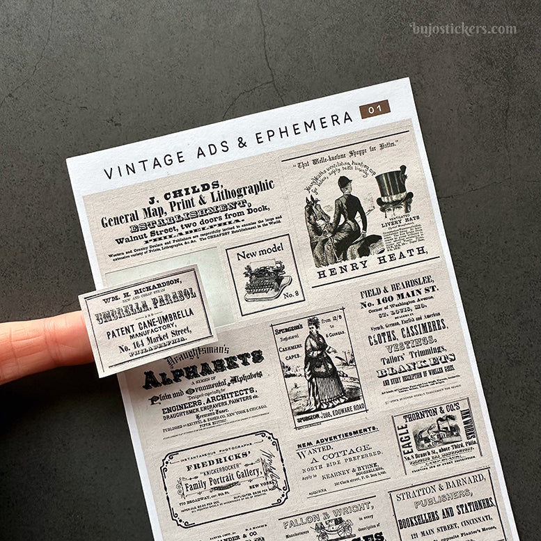 Sticker SET vintage newspaper ads and ephemera. Functional & decorative ...