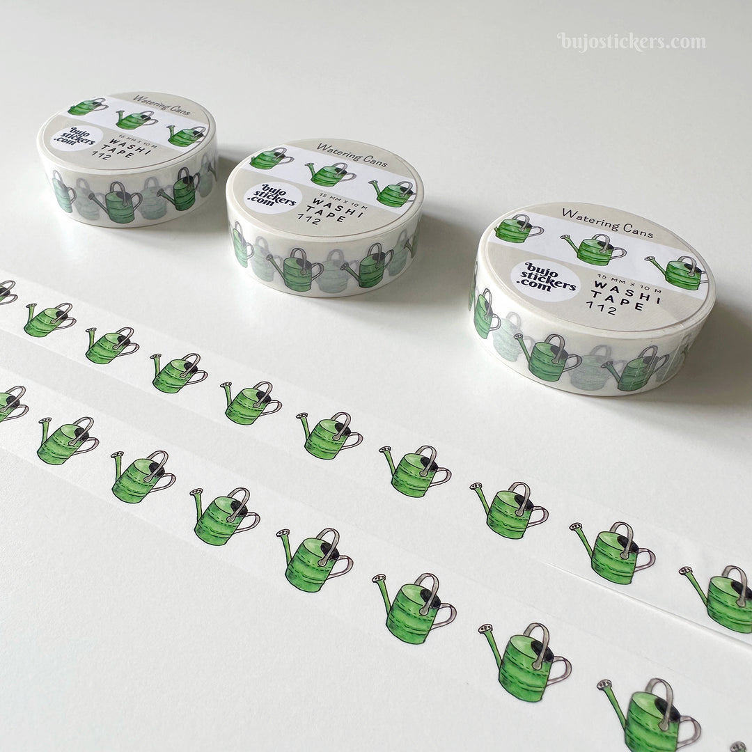 Washi tape 112 • Green watering cans • 15 mm x 10 m