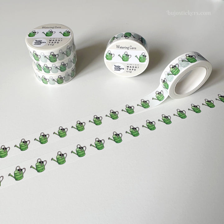 Washi tape 112 • Green watering cans • 15 mm x 10 m