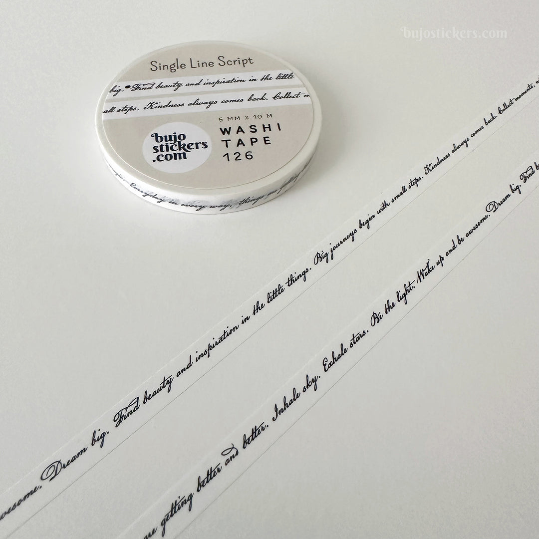 Washi tape 126 • Single line script tape • White • 5 mm x 10 m