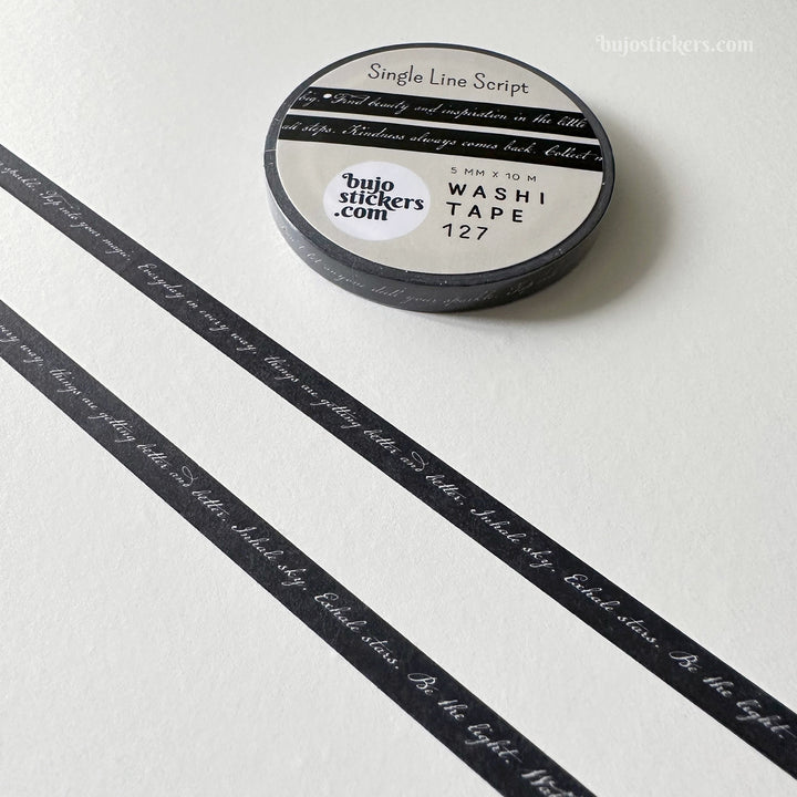 Washi tape 127 • Single line script tape • Black • 5 mm x 10 m