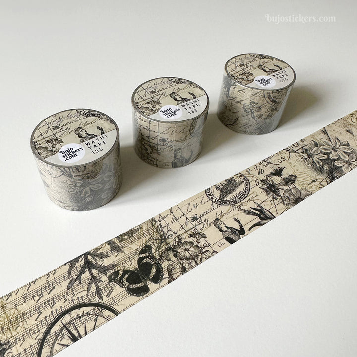 Washi tape 135 • Vintage grunge collage • 35 mm x 10 m