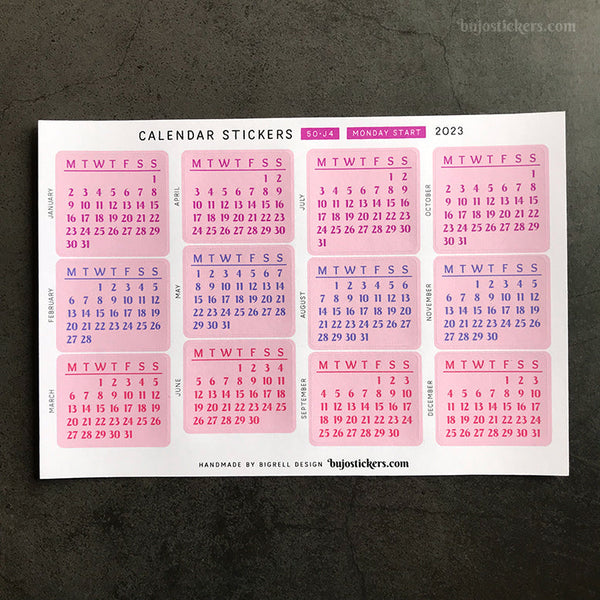 Calendar 50 • Monday start • 29 colour options