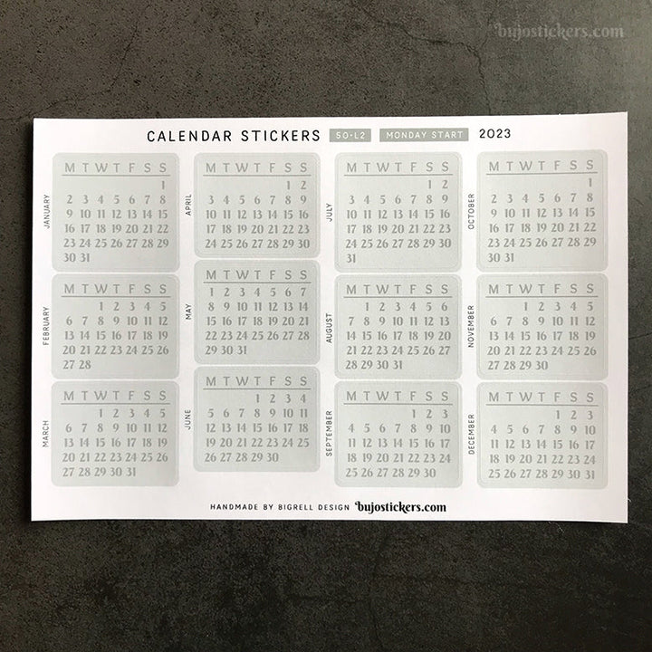 Calendar 50 • Monday start • 29 colour options