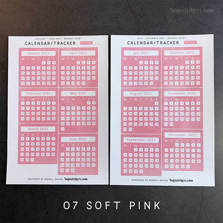 Calendar/Tracker 01 A • Swedish/Svenska • 20 Colours
