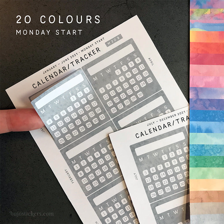 Calendar/Tracker 01 B – Monday start – 20 colours