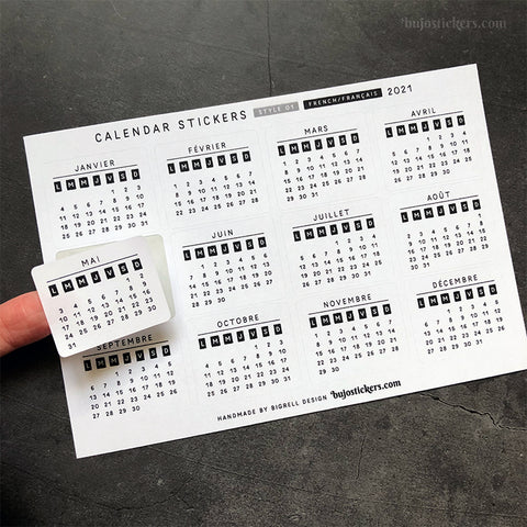 Calendar stickers STYLE 01 - French/Français - Select year
