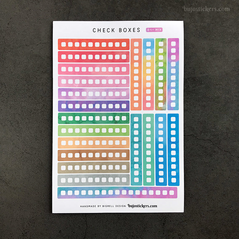 Check boxes 01 – 20 colours