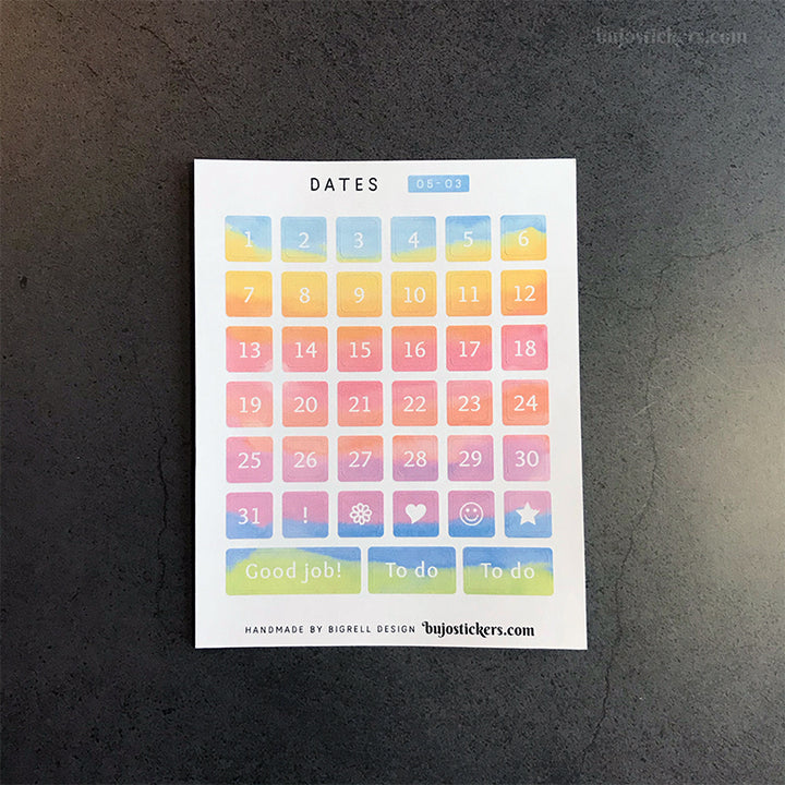 Dates 05 – 20 colours