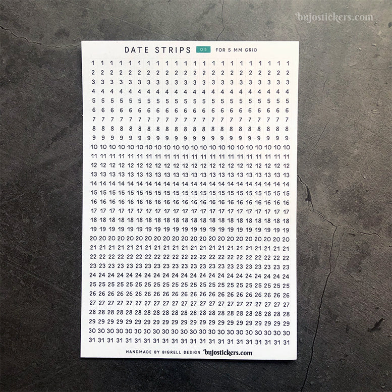 Date Strips 05 – For 5 mm grid