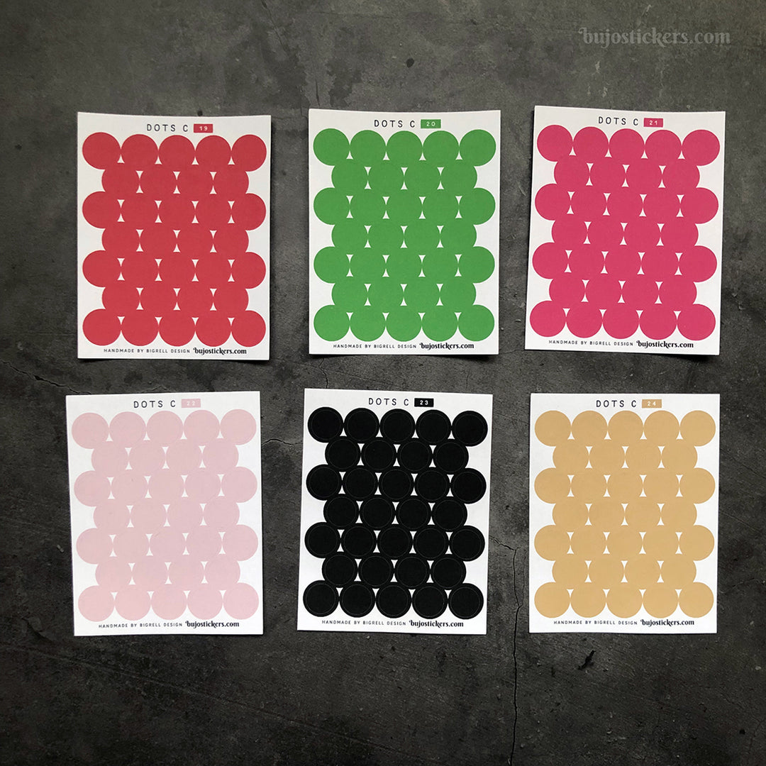 Dots C - 13 mm circles - 28 Colours