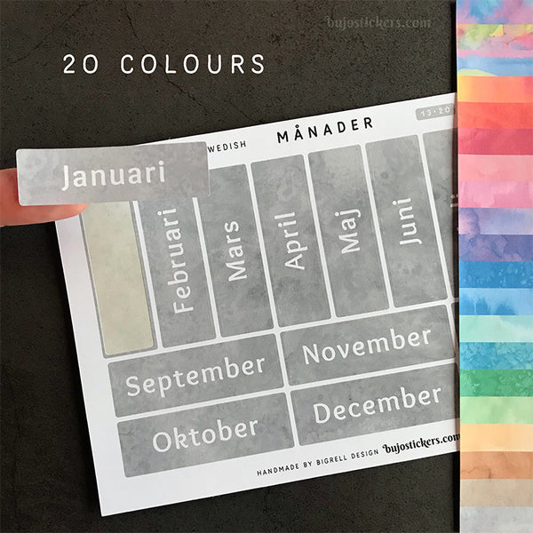Månader 13 – 20 colours • Months in Swedish