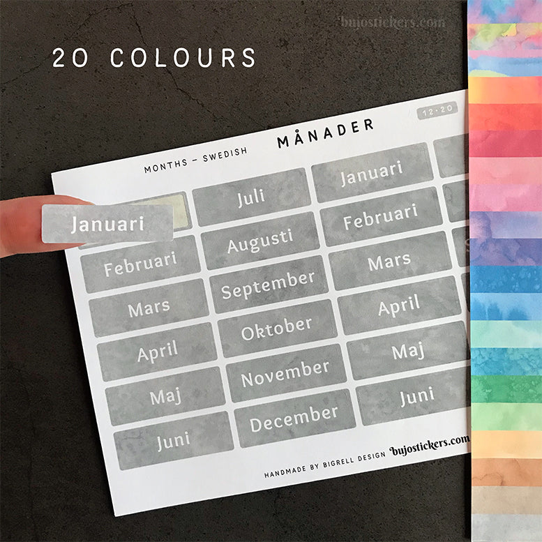 Månader 12 – 20 colours • Months in Swedish