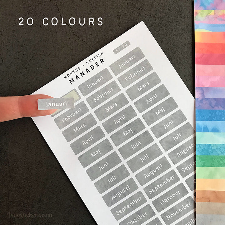 Månader 11 – 20 colours • Months in Swedish