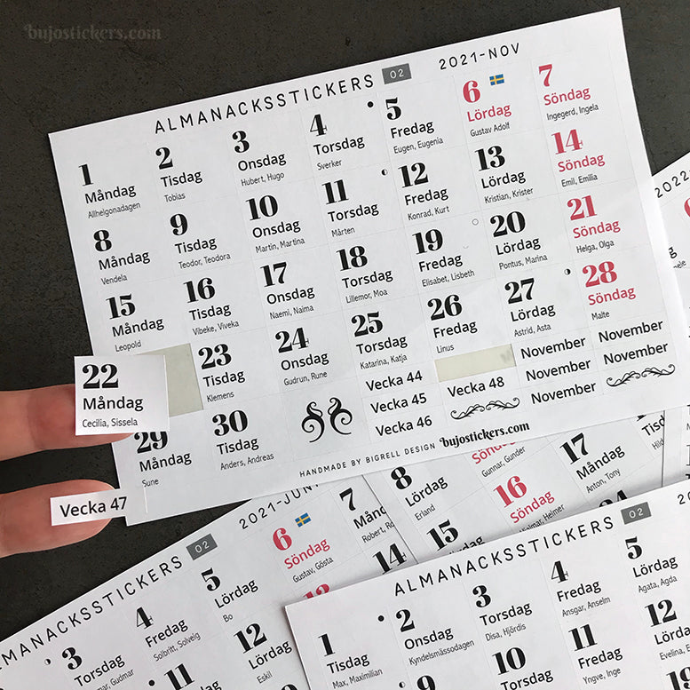 Almanacksstickers 02 • Swedish calendar stickers