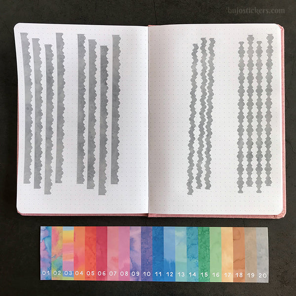 Wavy washi strips 03-D • 20 colours