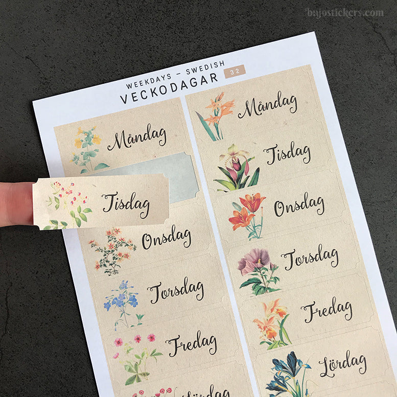 Veckodagar SET of 4 • 30-33 • Weekdays in Swedish