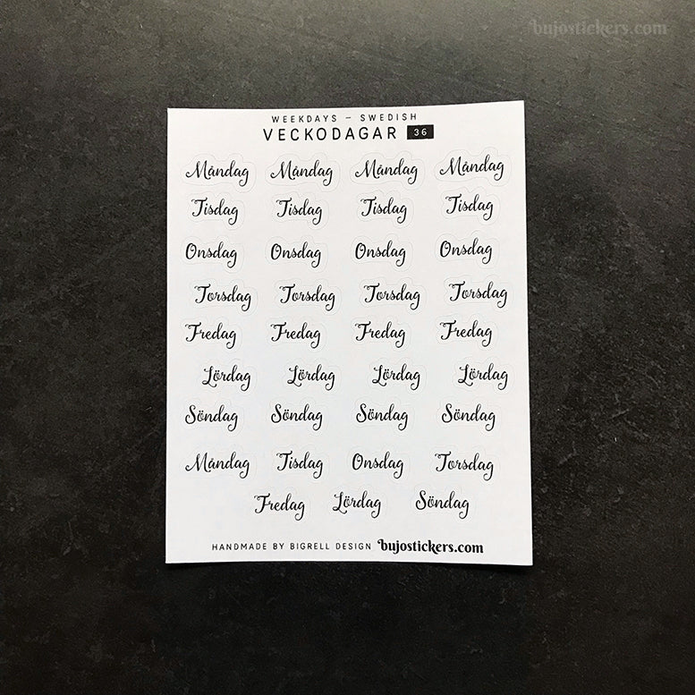 Veckodagar 36 • Weekdays in Swedish