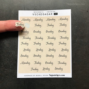 Veckodagar 37 • Weekdays in Swedish