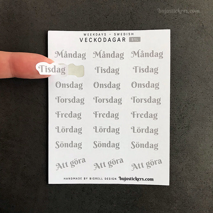 Veckodagar 51 • 12 colour options • Weekdays in Swedish
