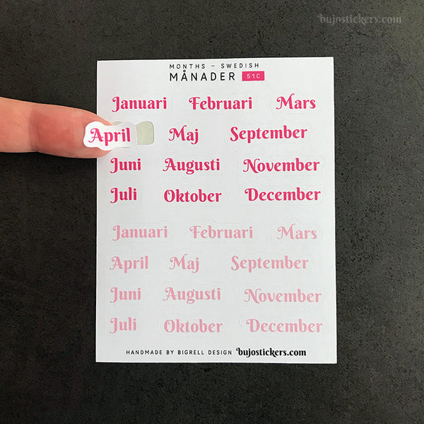 Månader 51 • 10 colour options • Months in Swedish