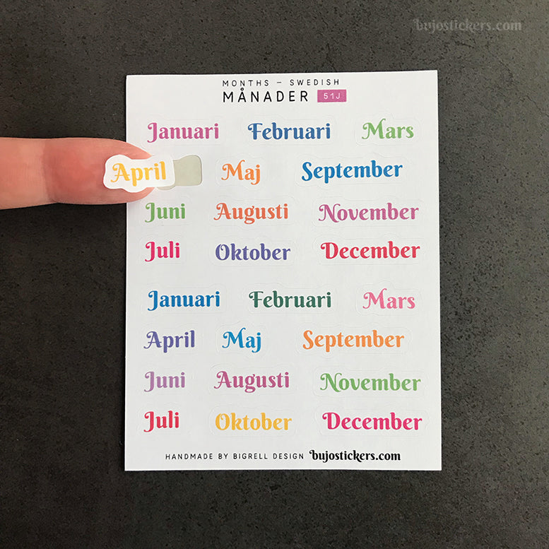 Månader 51 • 10 colour options • Months in Swedish