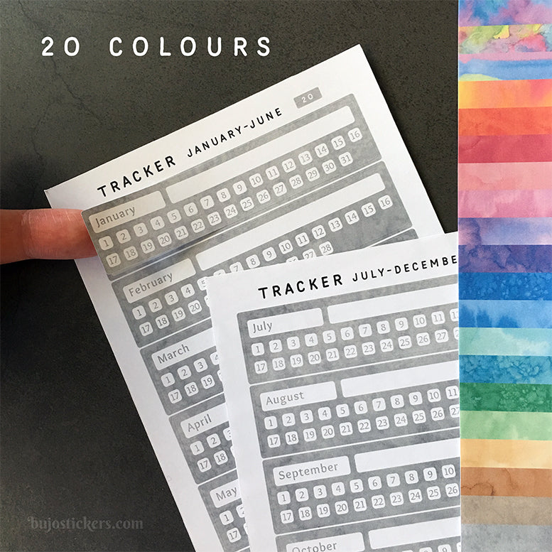 Monthly Tracker January-December 01 – 20 colours – bujostickers